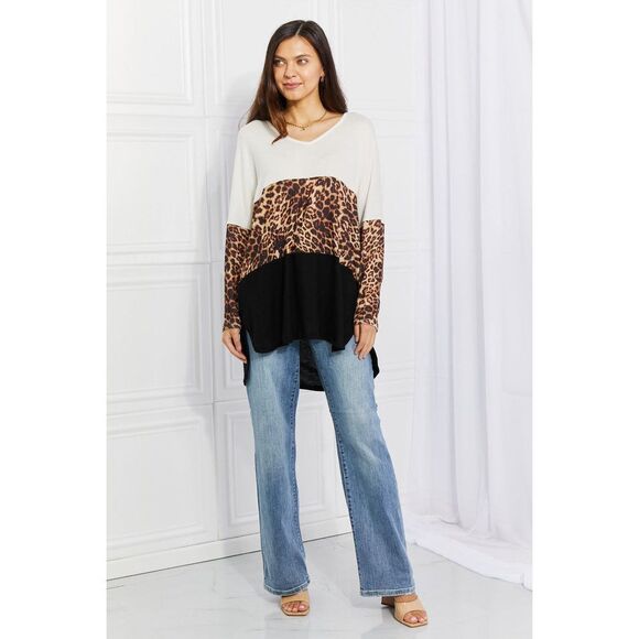 Culture Code Paws For Effect Leopard Color Block Top - Picture 4 of 5
